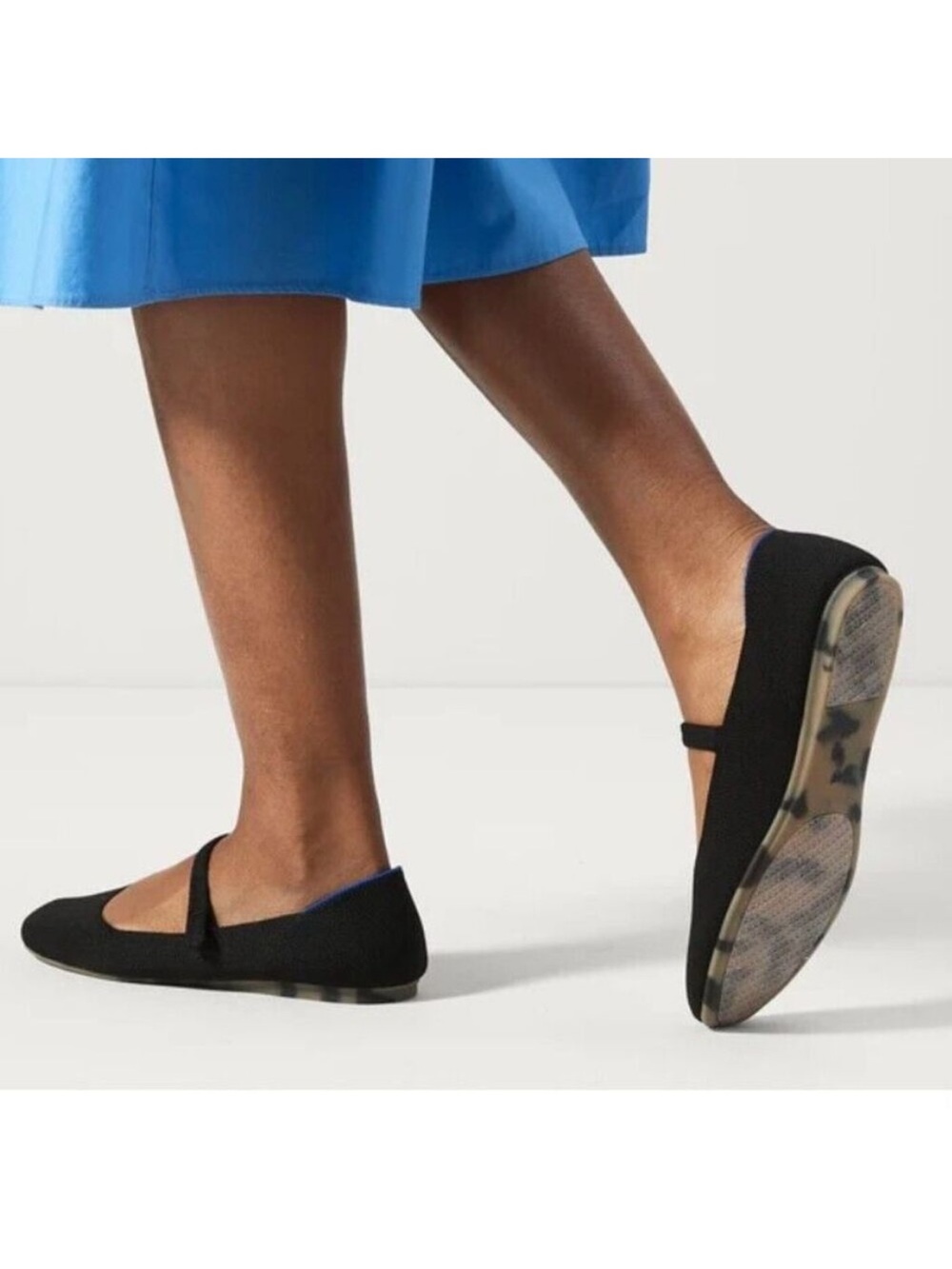 Rothys The Square Mary Jane Flat Shoes Black Leopard Womens Size 8